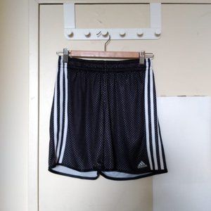 Adidas Womens Black Striped Mesh Soccer Shorts